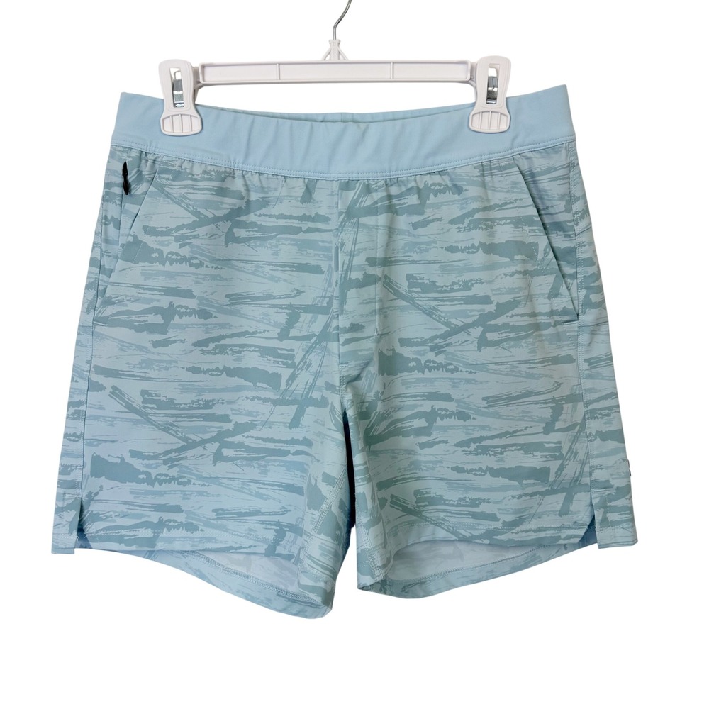 Public Rec Flex Shorts Men's 32 Blue Camo Brushed Mist 5.5" Gym Workout